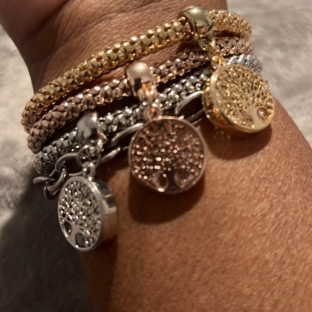 NWOT GOLD SILVER ROSE GOLD BRACELETS W/tree of life charms